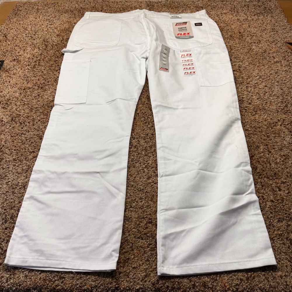 Dickies Painter Relaxed Fit Flex Pants Mens 42x32 White Utility Workwear New